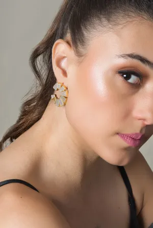 Crescent Shell Pearl Stud Earrings