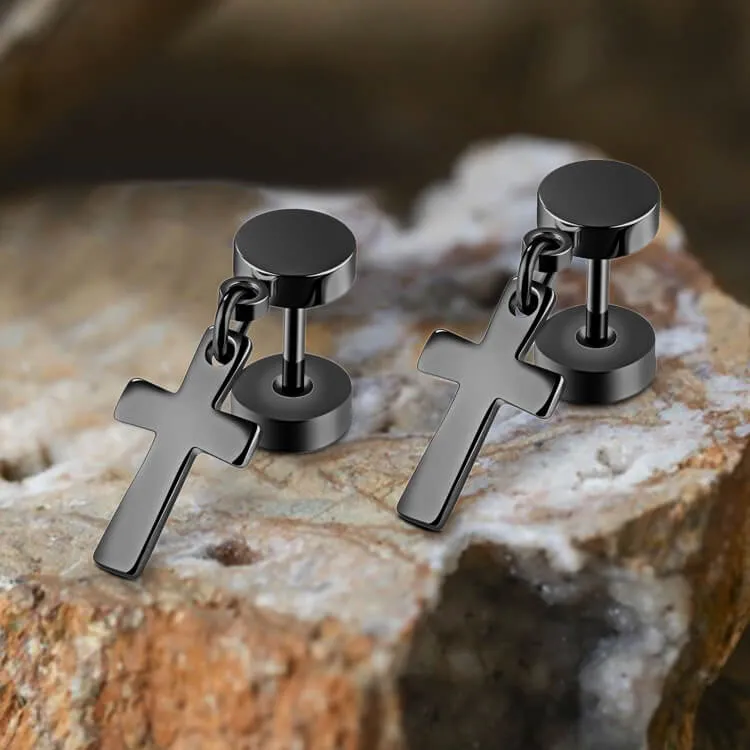 Cross Design Stainless Steel Dangle Earrings