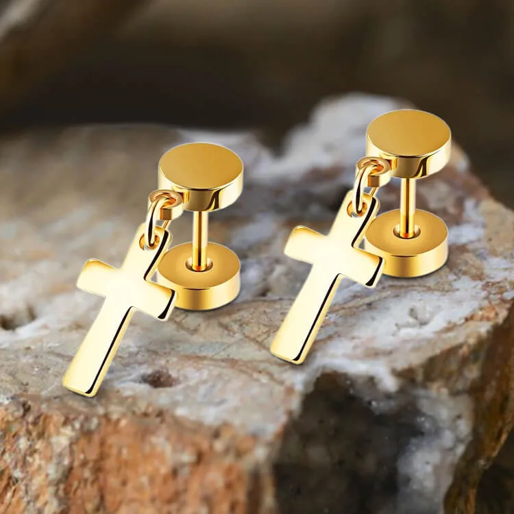 Cross Design Stainless Steel Dangle Earrings