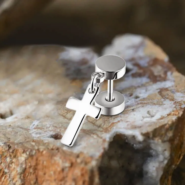 Cross Design Stainless Steel Dangle Earrings