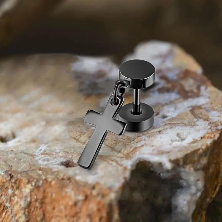 Cross Design Stainless Steel Dangle Earrings