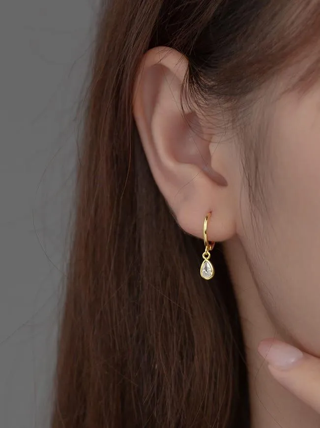 Crystal Teardrop Huggie Earrings