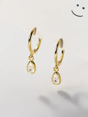 Crystal Teardrop Huggie Earrings