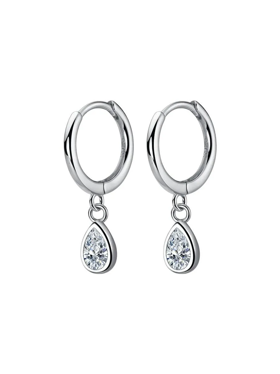 Crystal Teardrop Huggie Earrings