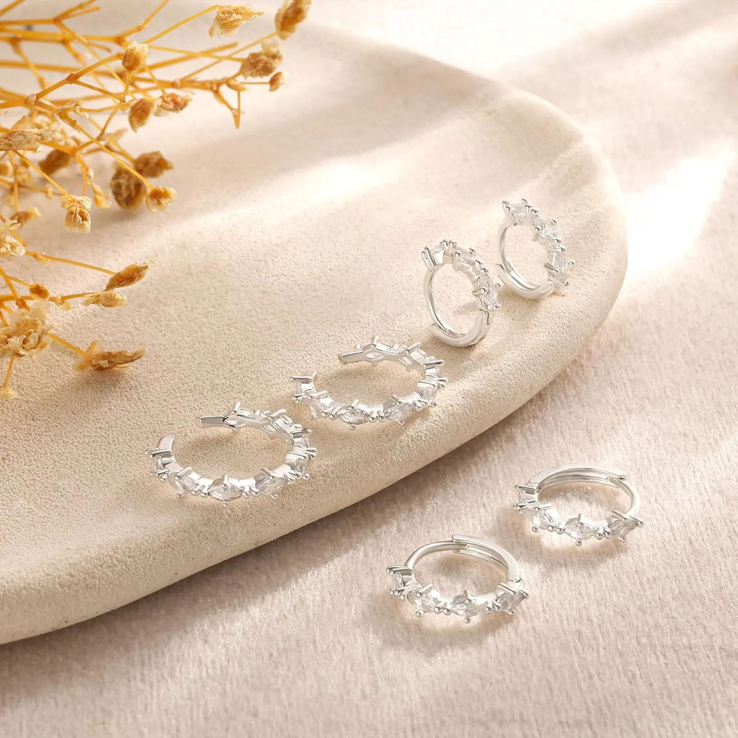 Cubic Zirconia Earrings Studs, Small Hoop Earrings for Women, Chunky Gold Earrings, Stud Earrings for Women, Gold Huggie Earrings for Women, Earring Sets for Multiple Piercing