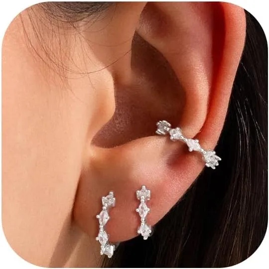 Cubic Zirconia Earrings Studs, Small Hoop Earrings for Women, Chunky Gold Earrings, Stud Earrings for Women, Gold Huggie Earrings for Women, Earring Sets for Multiple Piercing