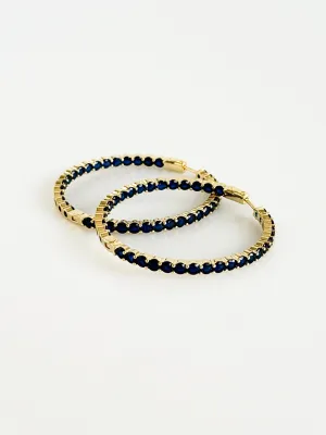 CZ Double Vision Big Hoops Earrings - Navy