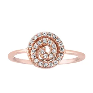 Dainty Simple Stone Spiral Silver Ring in Rose Gold