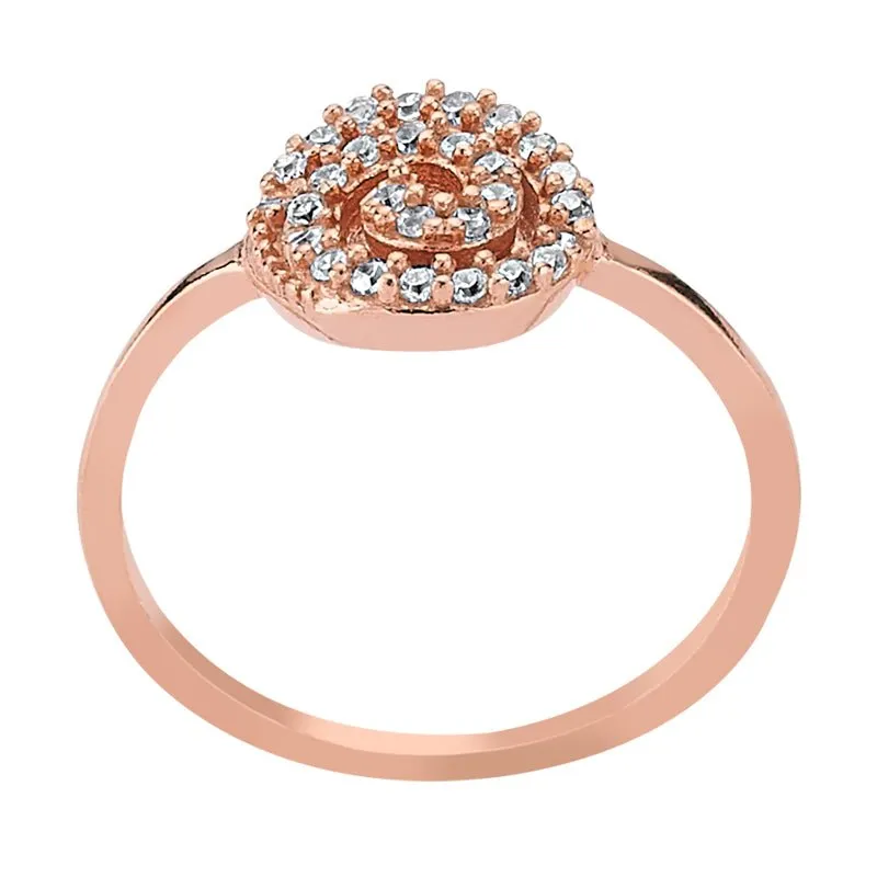 Dainty Simple Stone Spiral Silver Ring in Rose Gold