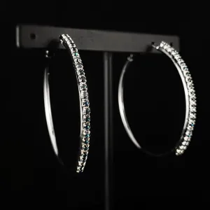 Deep Blue Crystal Silver Hoop Earrings, Farah - Sorrelli