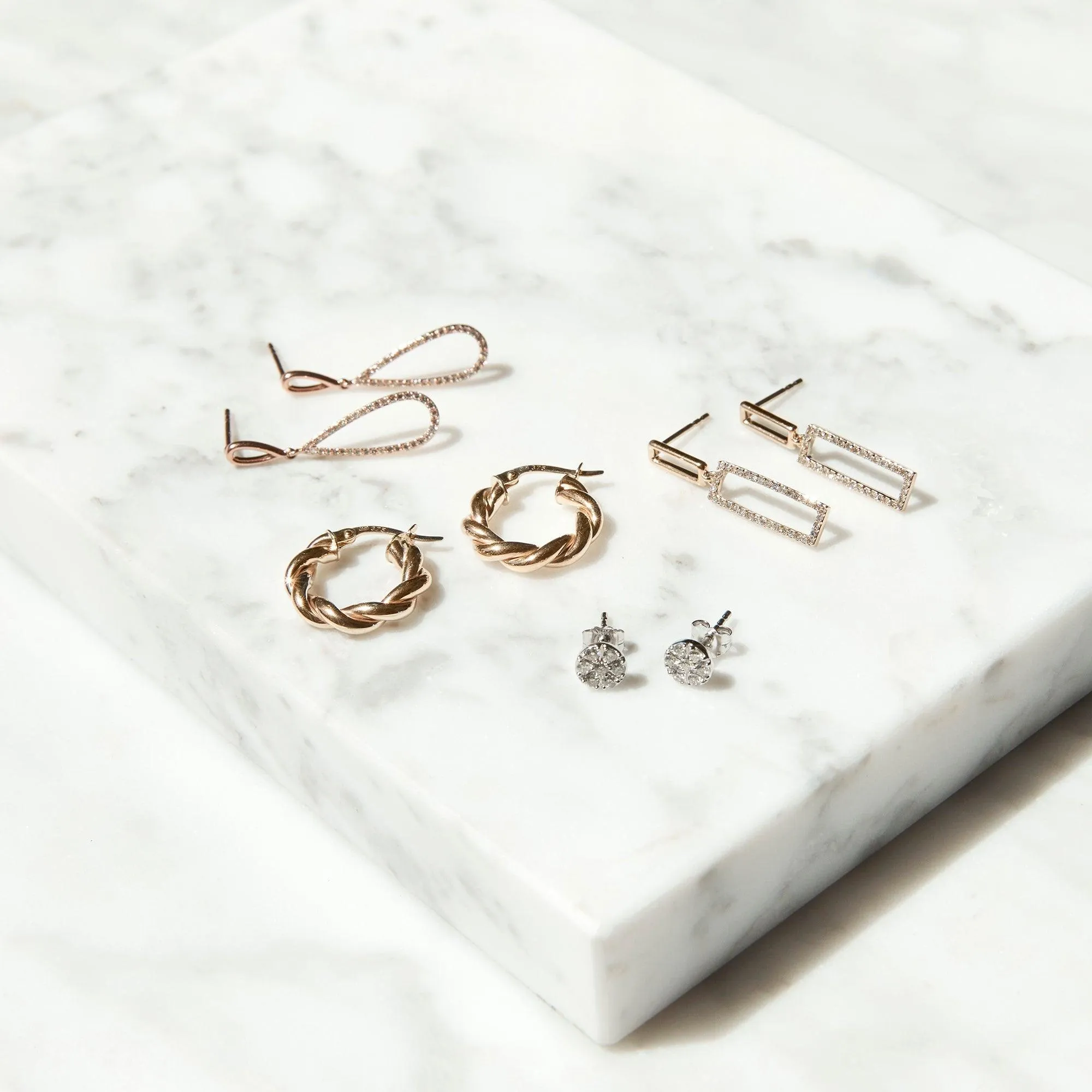 Diamond Circle Stud Earrings in 9ct White Gold
