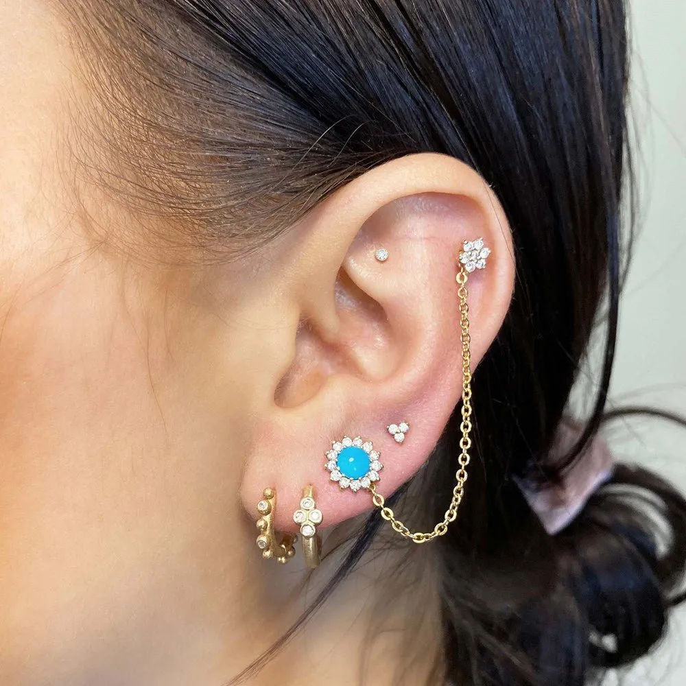 Diamond Push Back Earrings Diamond Bezel 14k Yellow