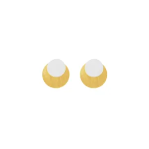 DNSK - Theia Two Tone Circle Stud Earring Silver Dot