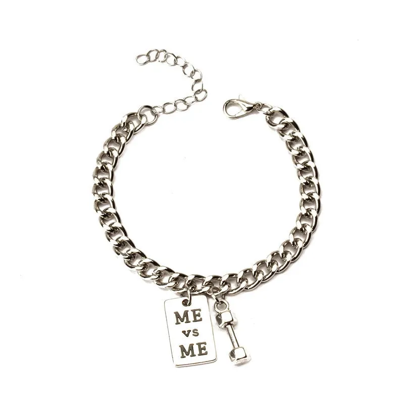 Double Chain Hollow Cross Pendant Stainless Steel Bracelet Fashion