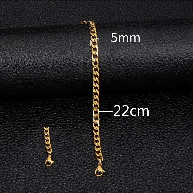 Double Chain Hollow Cross Pendant Stainless Steel Bracelet Fashion