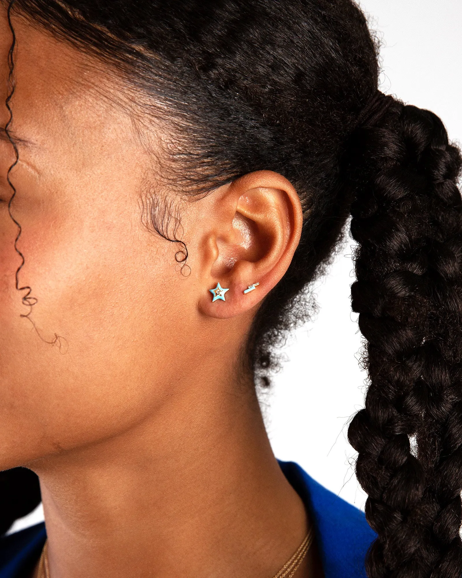 Double Pave Enamel Bar Studs