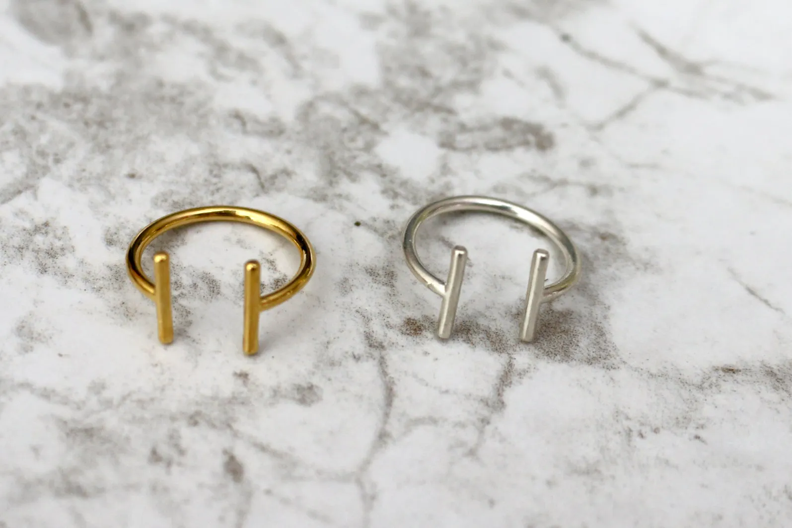 Double Trouble // Double Bar Ring, Vermeil or Sterling Silver, Stacking Ring, Geo Ring, Gifts for Her // BH-R014