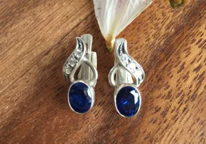 Drop Sapphire Earrings - Classy Blue Earrings - Unique Vintage Earrings