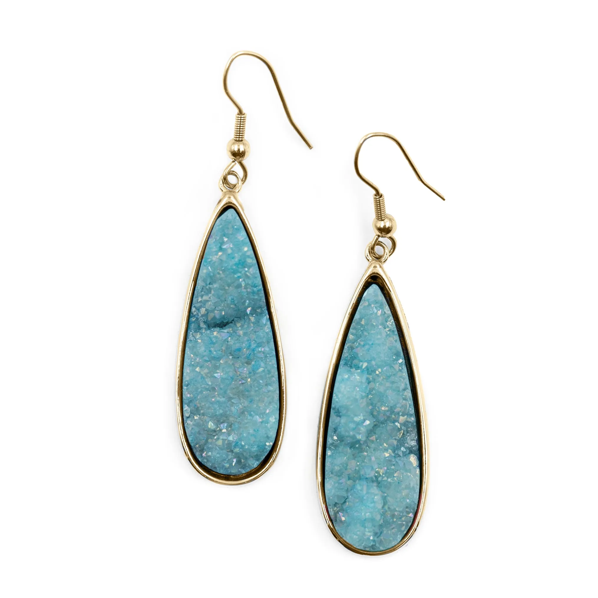 Druzy Collection - Azure Quartz Drop Earrings (Unique)