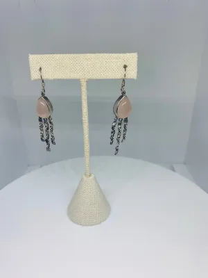 Earrings Natural Rose Quartz In Sterling Silver