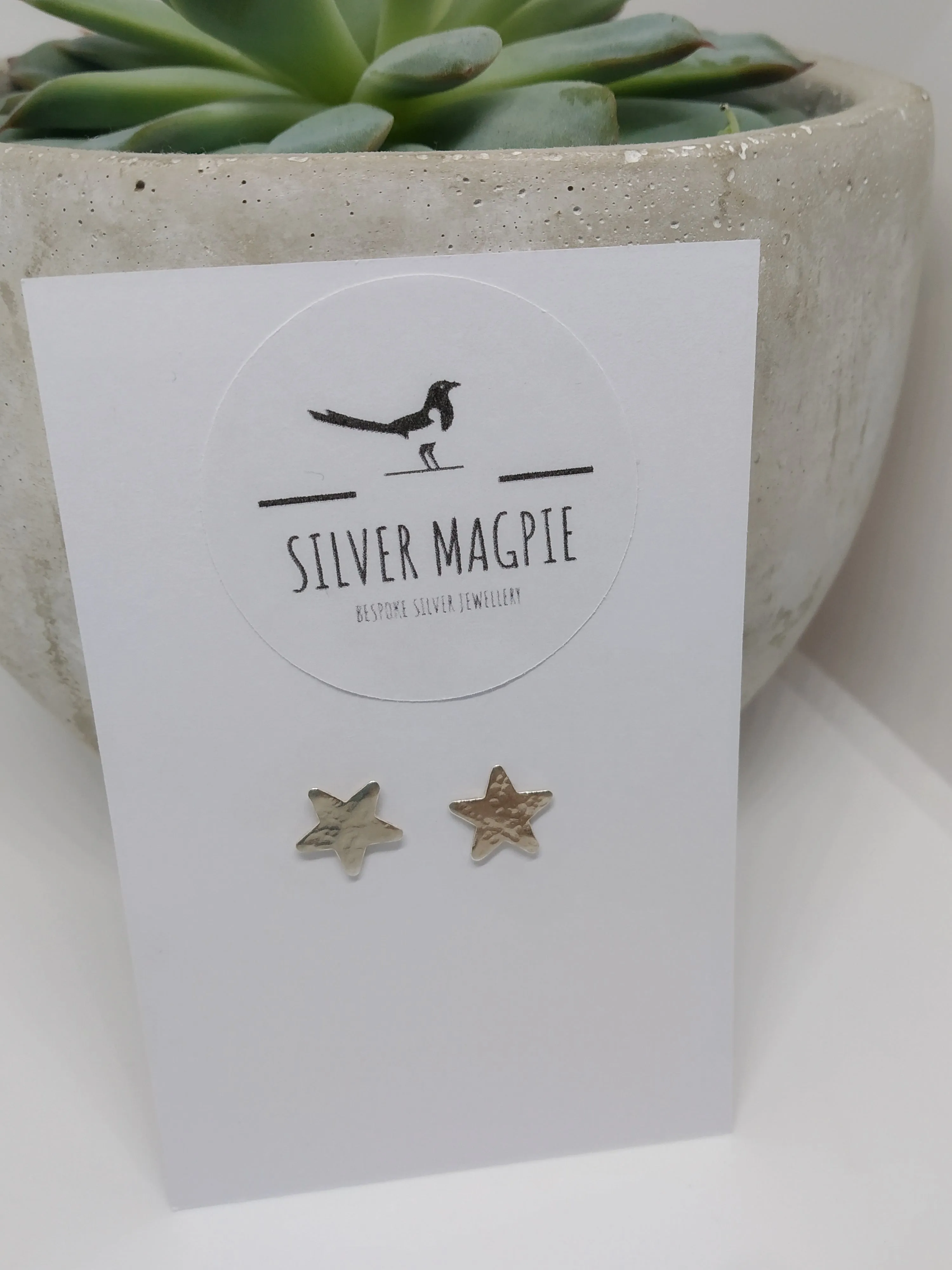 Earrings - Small Hammered Star Studs