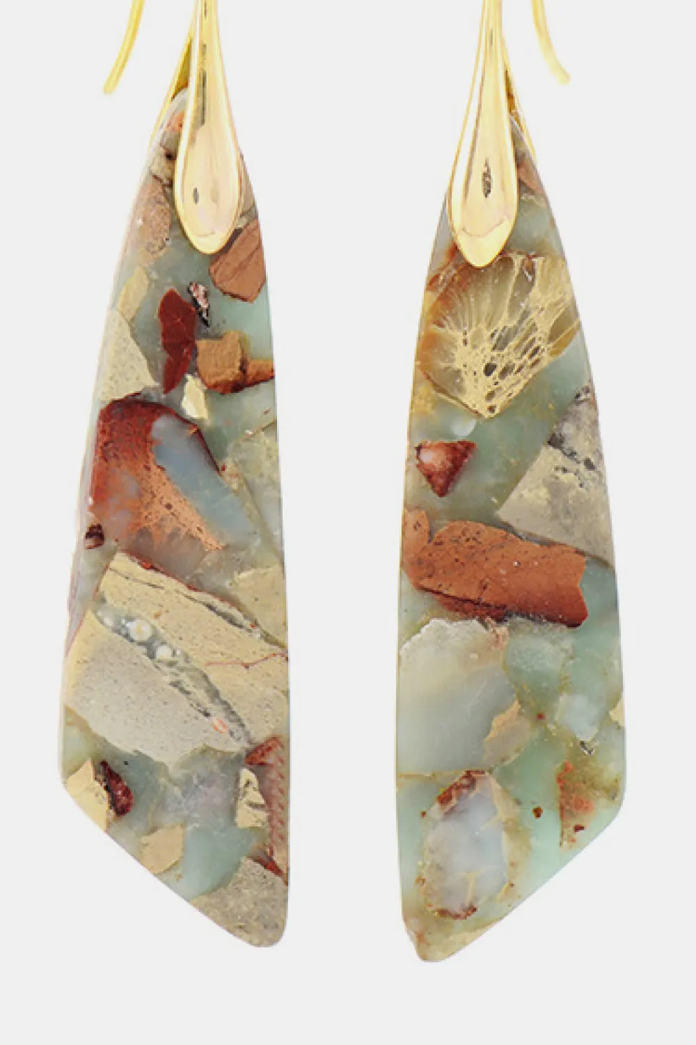 Earthly Elegance: Handmade Natural Stone Dangle Earrings - Unique Bohemian Chic