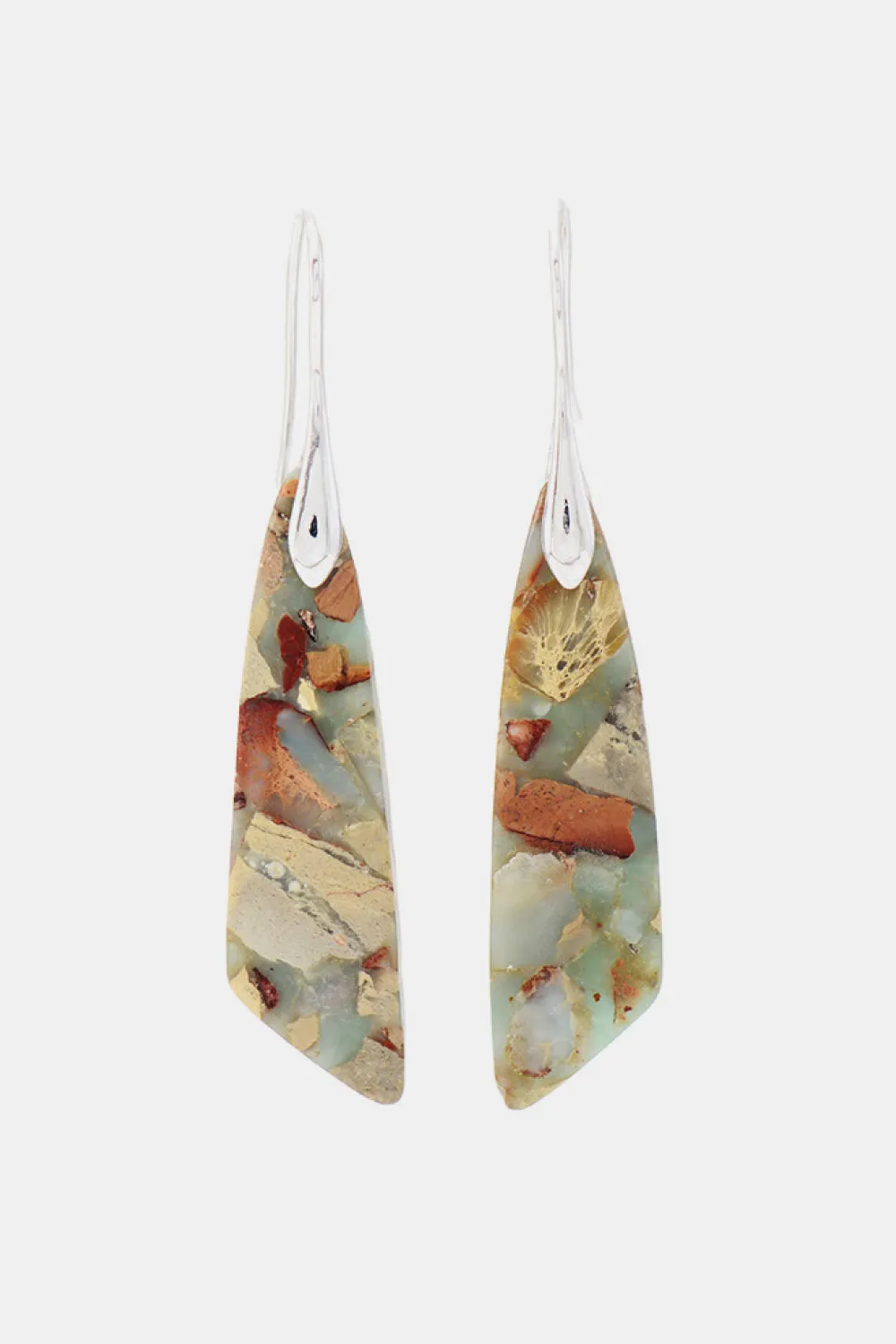 Earthly Elegance: Handmade Natural Stone Dangle Earrings - Unique Bohemian Chic