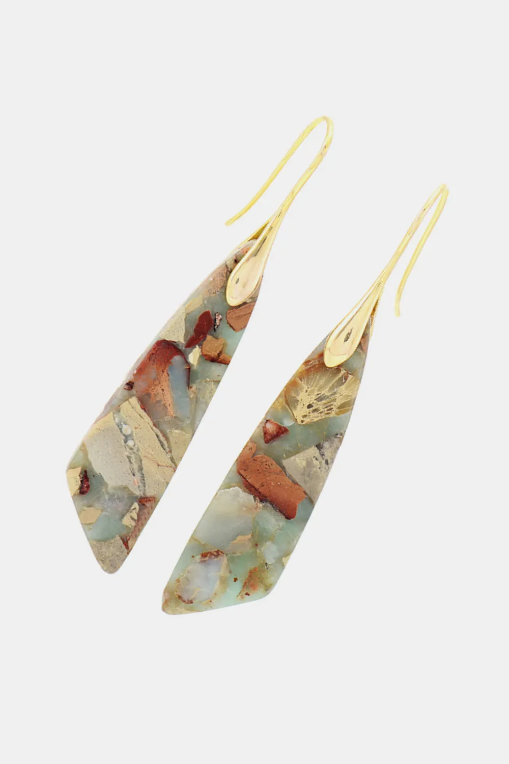 Earthly Elegance: Handmade Natural Stone Dangle Earrings - Unique Bohemian Chic