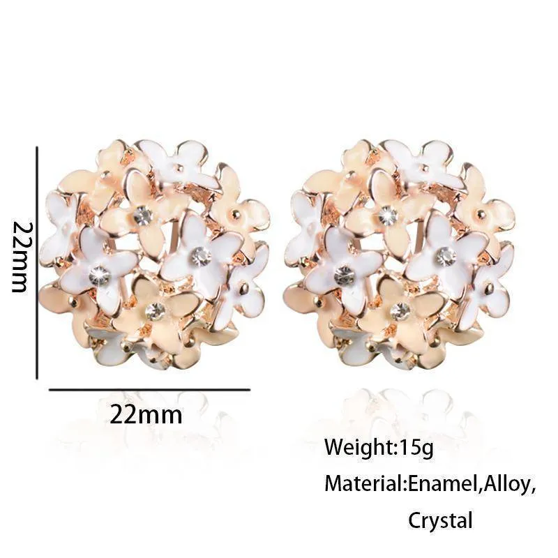 Elegant Flower Crystal Stainless Steel Rhinestone Stud Earrings