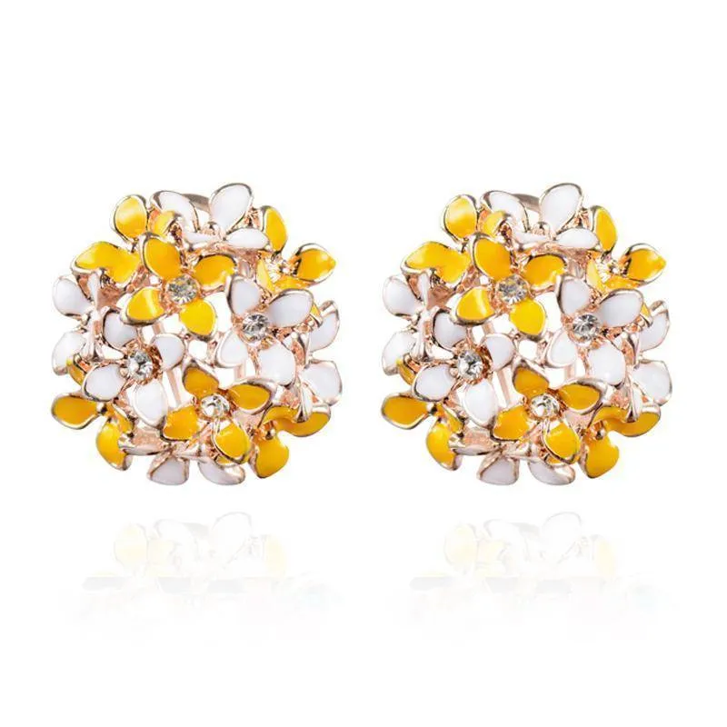 Elegant Flower Crystal Stainless Steel Rhinestone Stud Earrings