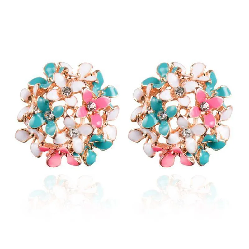 Elegant Flower Crystal Stainless Steel Rhinestone Stud Earrings