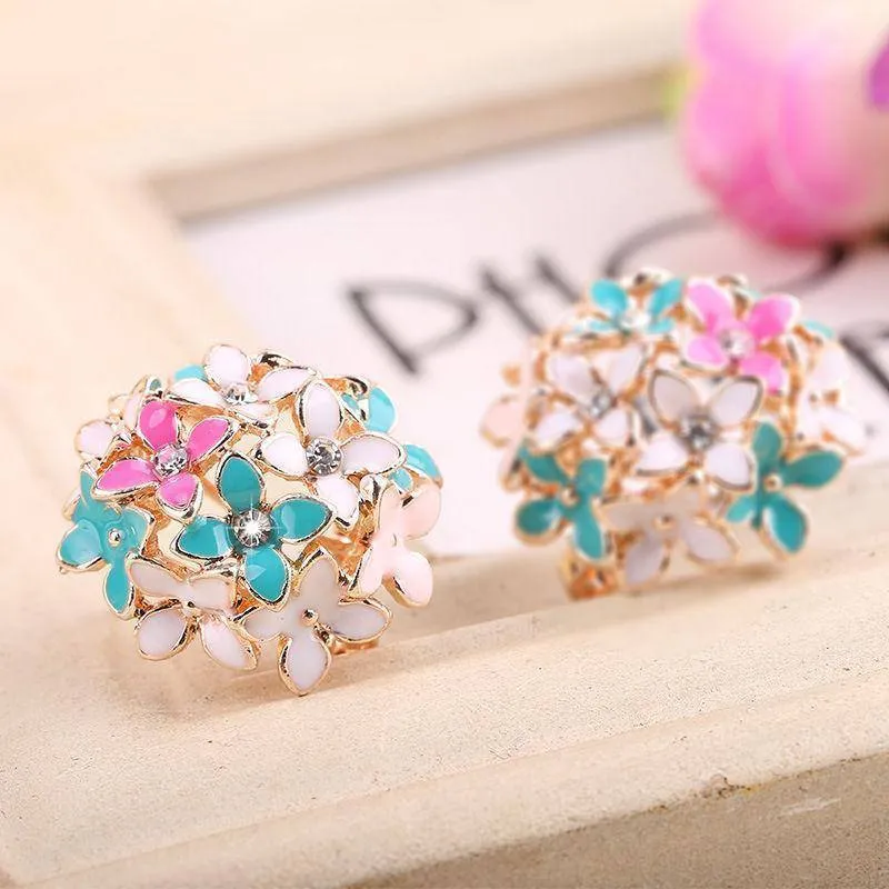 Elegant Flower Crystal Stainless Steel Rhinestone Stud Earrings