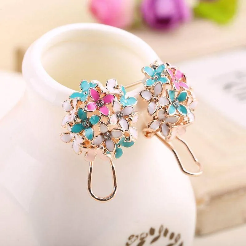 Elegant Flower Crystal Stainless Steel Rhinestone Stud Earrings