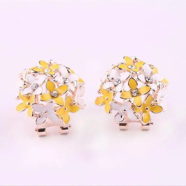 Elegant Flower Crystal Stainless Steel Rhinestone Stud Earrings