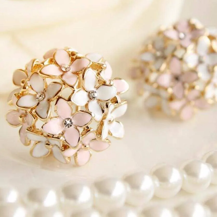 Elegant Flower Crystal Stainless Steel Rhinestone Stud Earrings