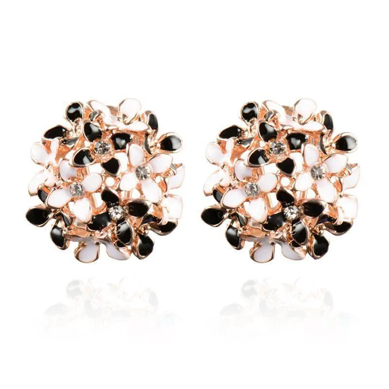 Elegant Flower Crystal Stainless Steel Rhinestone Stud Earrings