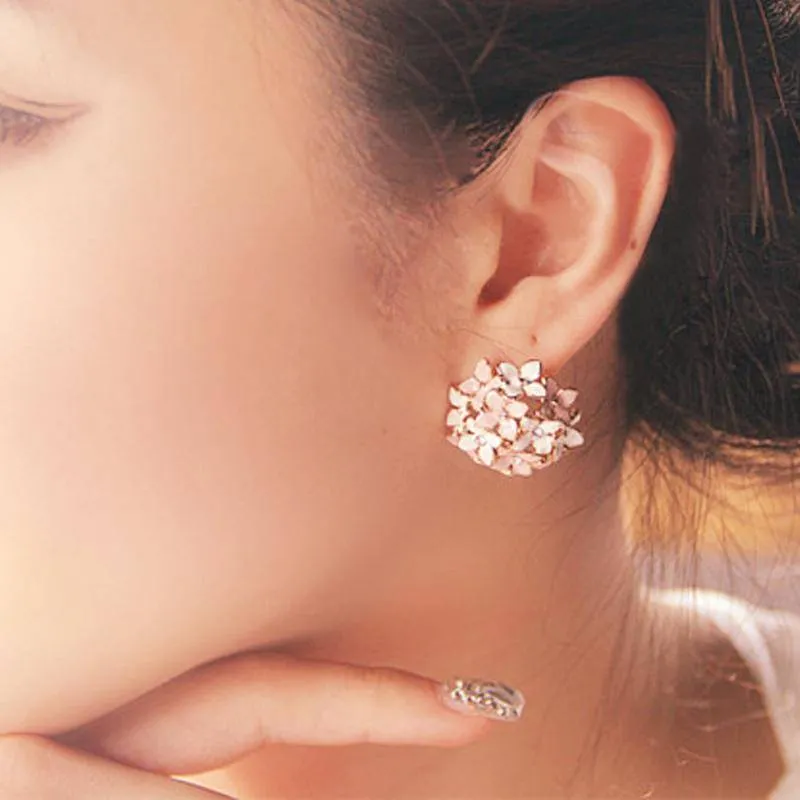 Elegant Flower Crystal Stainless Steel Rhinestone Stud Earrings