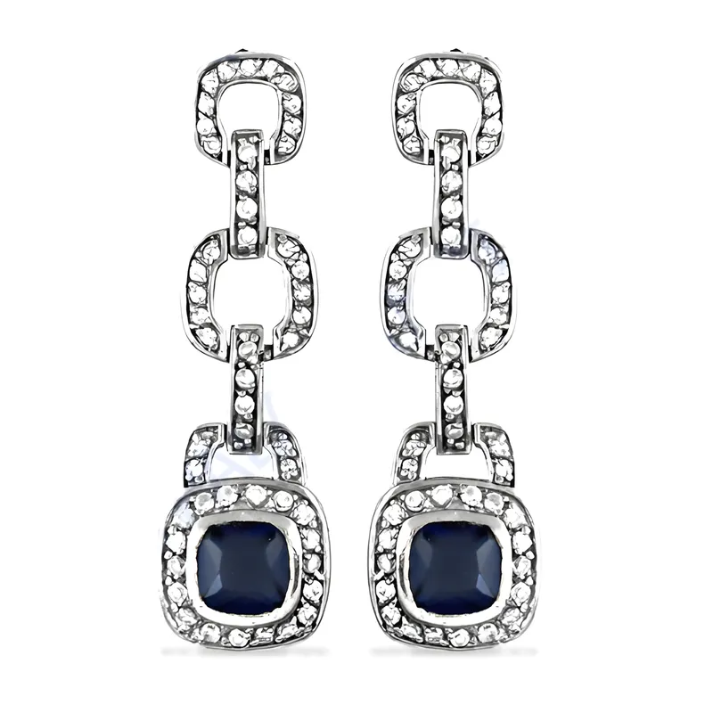 Elegant Zirconia Cubic Gemstone Silver Earrings - Graceful Design