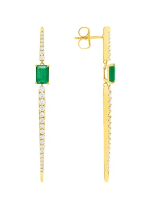Eliza Emerald and Diamond Dangle Earrings 14K