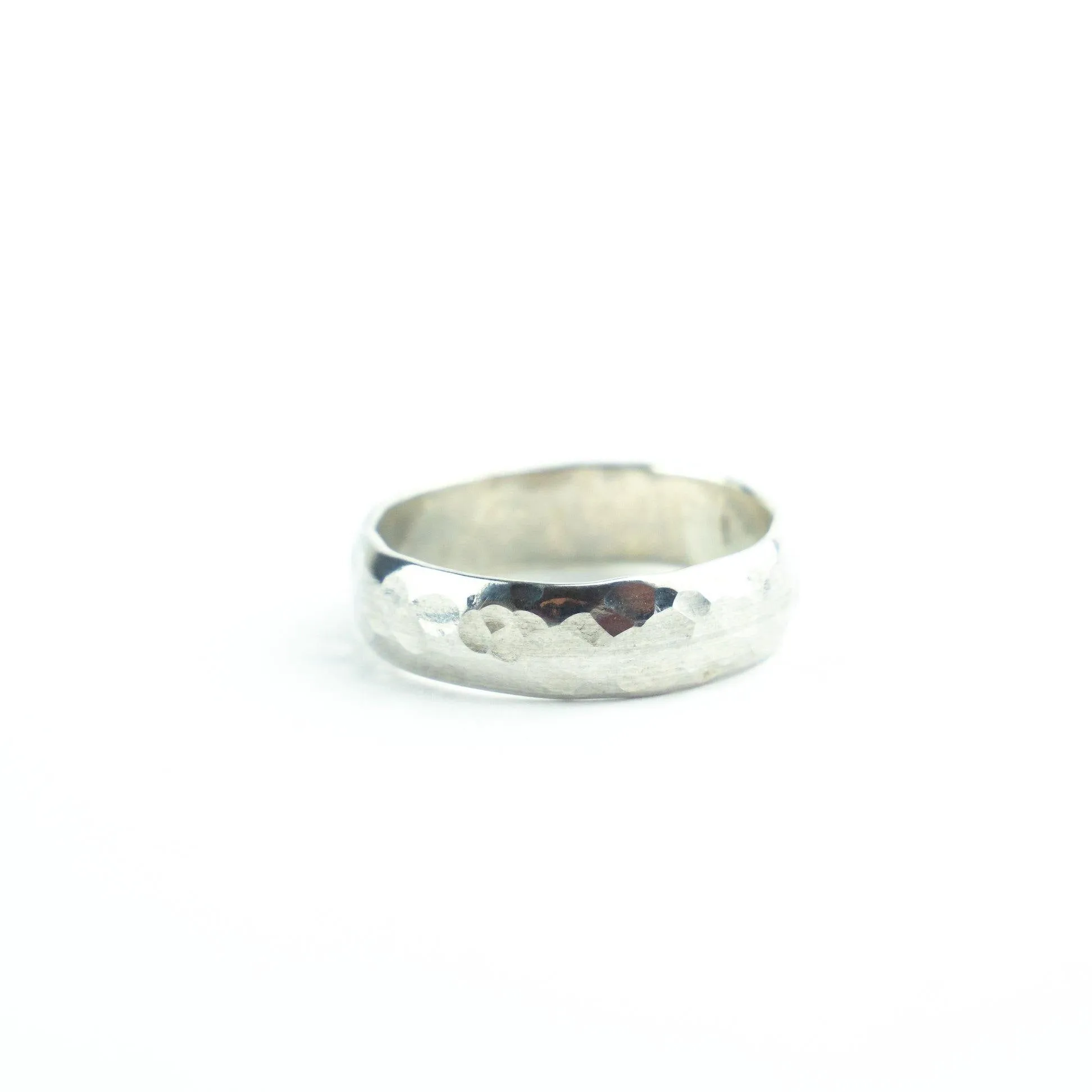 Engravable Simple Hammered Sterling Silver Band