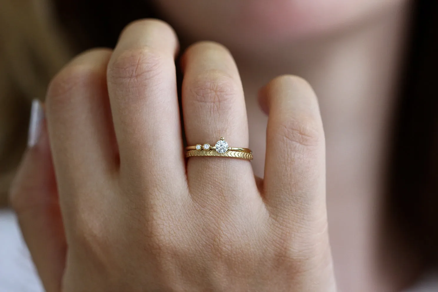 Engraved Geometric Pattern Wedding Band