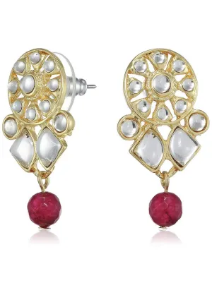 Estele Stylish Traditional Kundan Gold Plated Earrings For Women Girls
