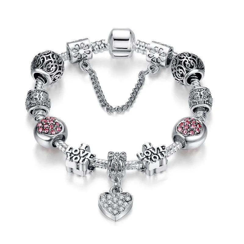 Fashion Women Bracelet Silver Plated Charm bracelet for Women DIY Beads Jewelry Fit Original Bracelets Pulseira Gfit