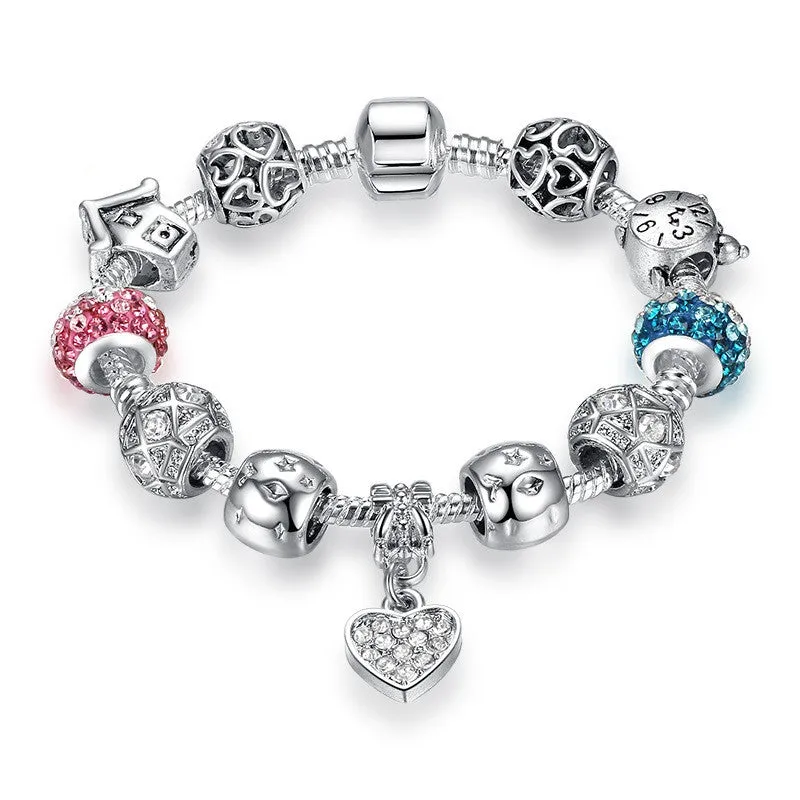 Fashion Women Bracelet Silver Plated Charm bracelet for Women DIY Beads Jewelry Fit Original Bracelets Pulseira Gfit