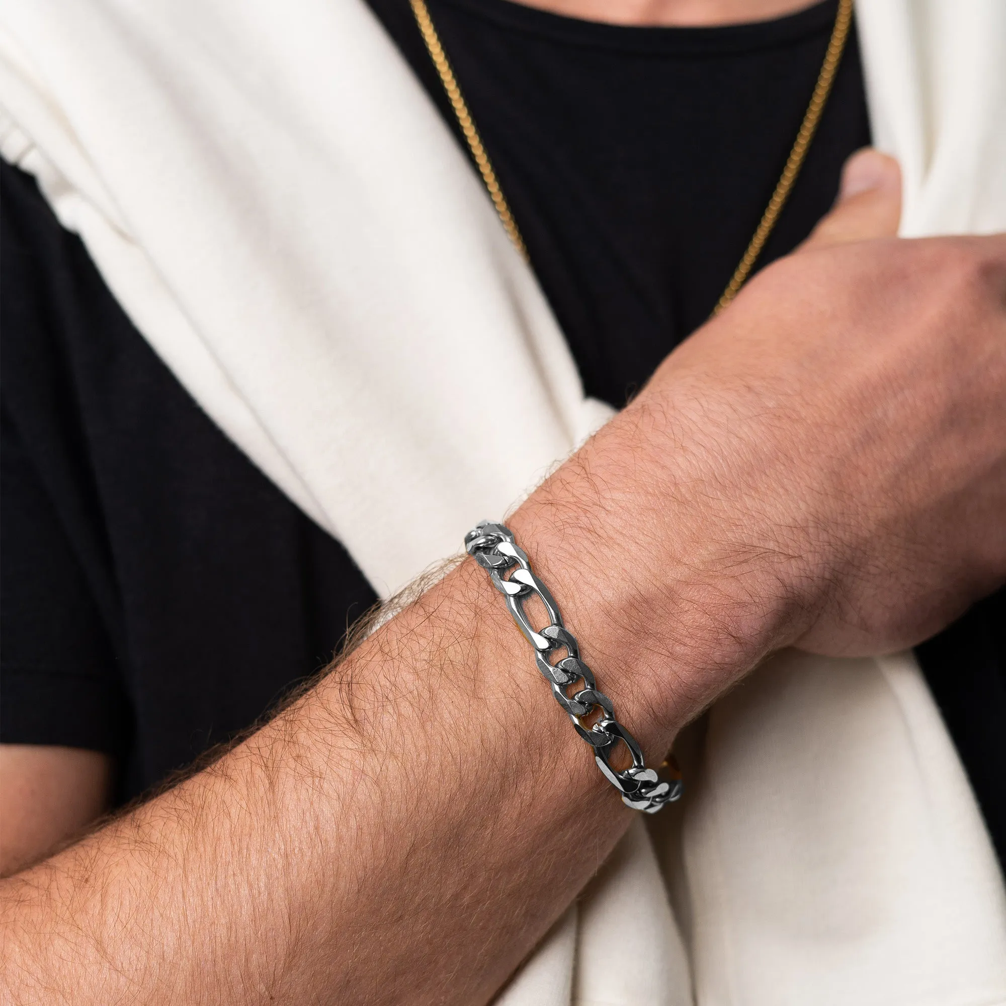 Figaro Chain Bracelet 8.5mm (Silver-Plated)