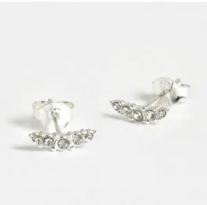 Five Gem CZ Silver Ear Stud - Elegant and Sparkling Jewelry for Any Occasion