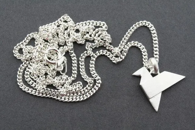 flat origami crane pendant on 55cm link chain