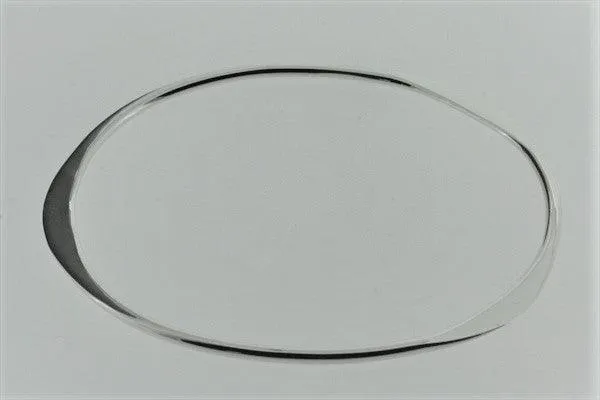Flattened oval bangle - sterling silver