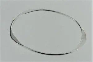 Flattened oval bangle - sterling silver