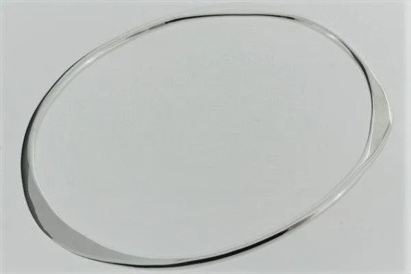 Flattened oval bangle - sterling silver